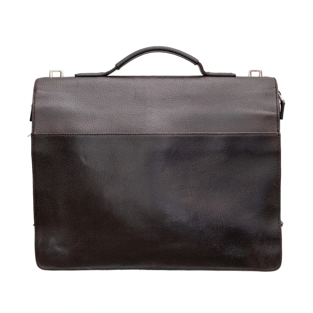 Gucci Dark Brown Leather Briefcase Business Bag Document Case Laptop Messenger